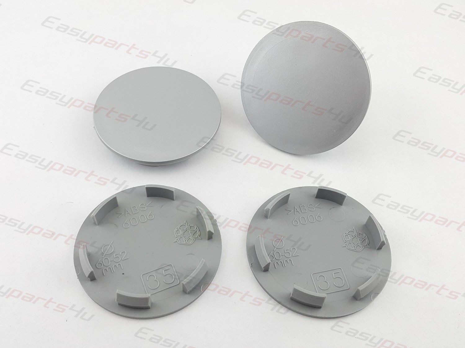 4x 60mm Gloss Black Alloy Wheel Centre Hub Caps - Universal Fit (No Tools)