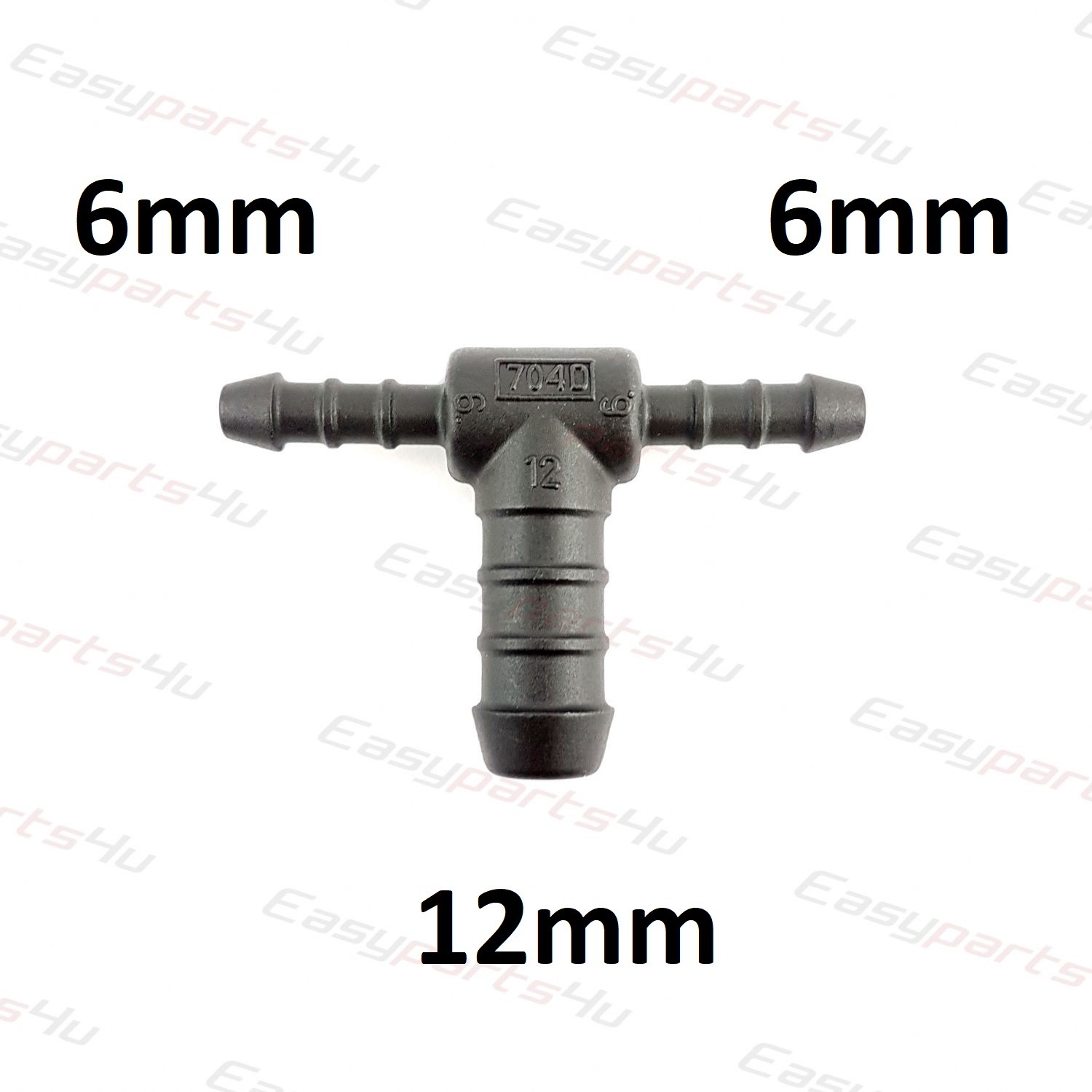 T 6 Inch Tee (T-piece) 6mm - 12mm - 6mm Barbed Hose Joiner / Fitting - Tee (T ...